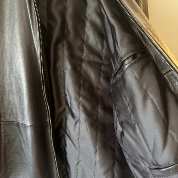 VINTAGE CALVIN KLEIN Y2K 90S STYLE PADDED LEATHER JACKET SIZE SMALL - Picture 11 of 11